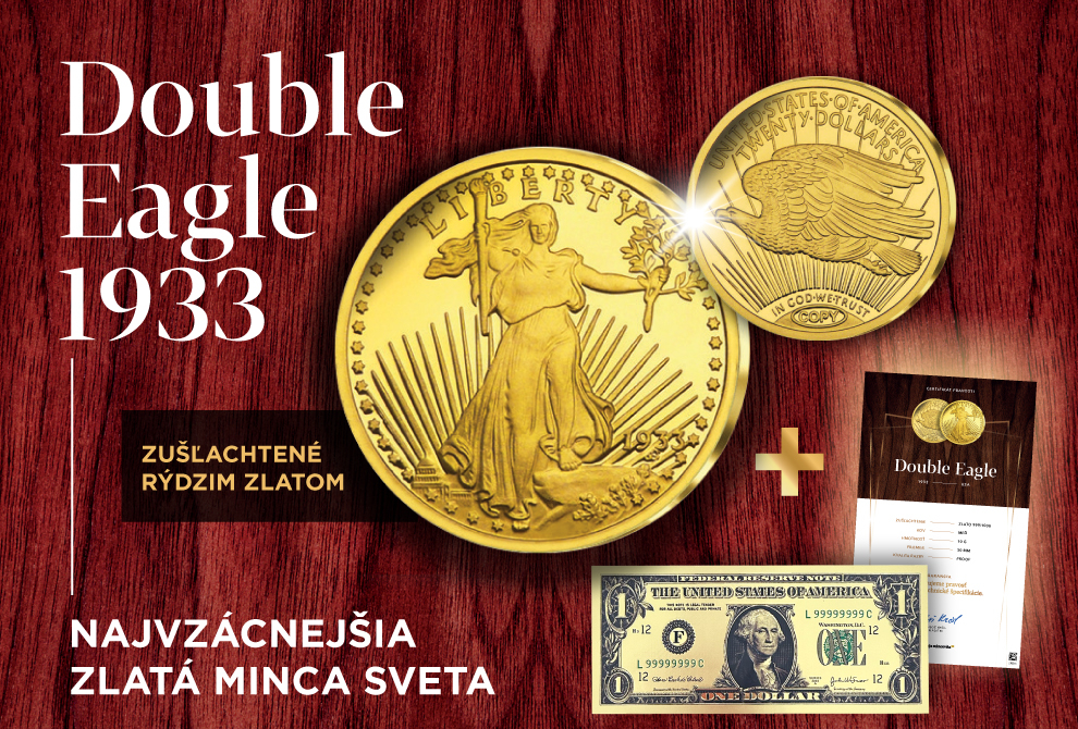 SREP Najvzácnejšie zlaté mince sveta - Double Eagle + bankovka - 7043